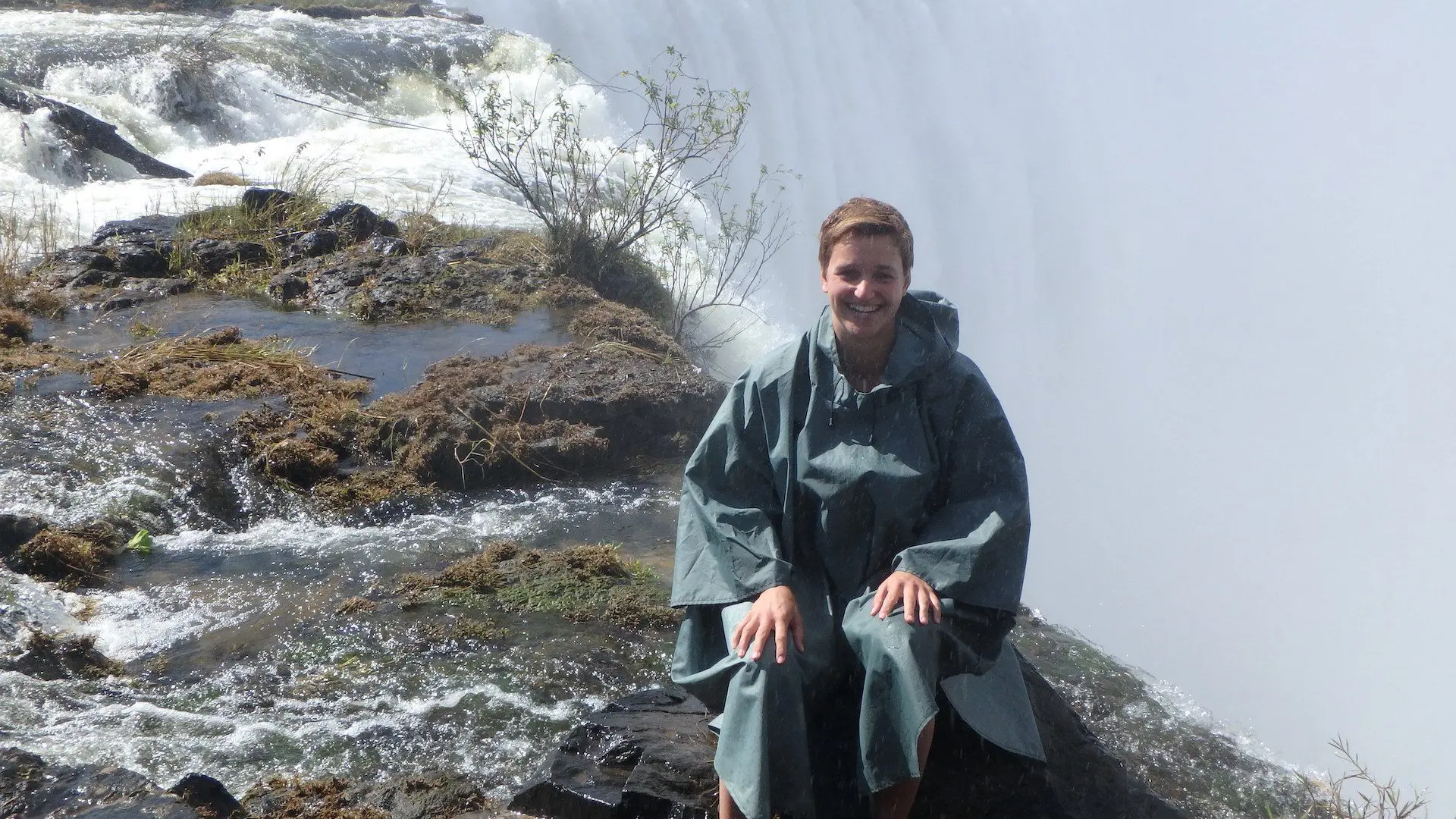 Marjolein bij Devils Pool in Livingstone