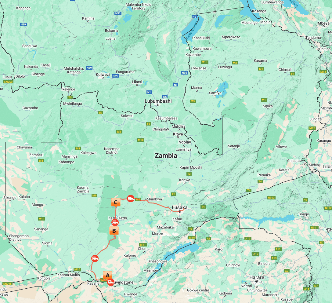 Verken Livingstone en Kafue National Park